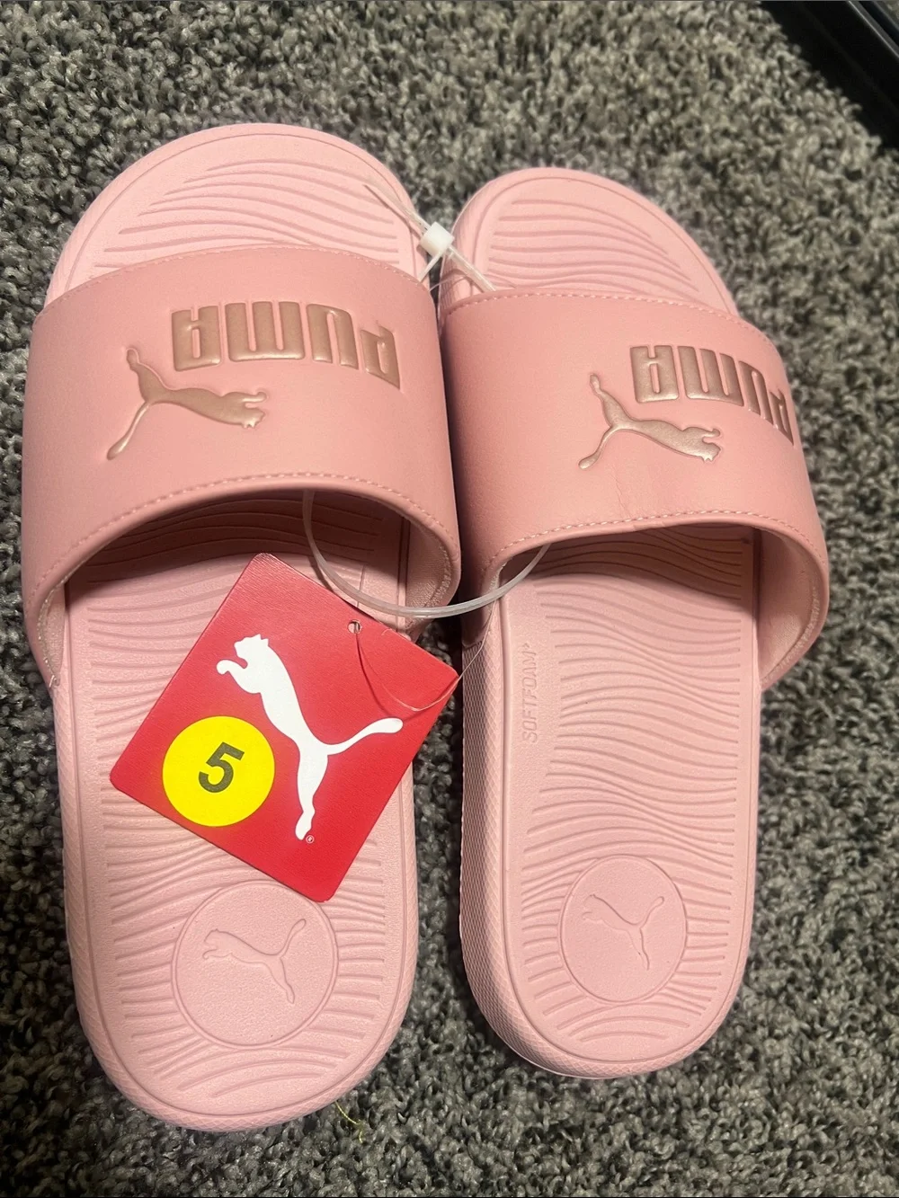 Puma Kids Pink Logo Slide Sandals